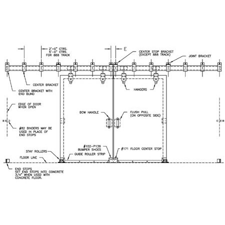 RICHARDS-WILCOX SERIES 2622 HARDWARE SET, 6'-0" OPENING 2622.00006